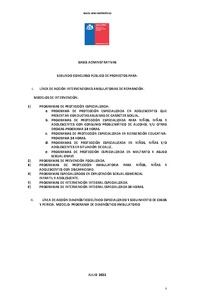 Bases administrativas: Segundo concurso público de proyectos para: (i) Línea de acción Intervenciones Ambulatorias de Reparación. (ii) Línea de acción Diagnóstico Clínico Especializado y seguimiento de casos y pericia. modelo: programa de diagnóstico ambulatorio