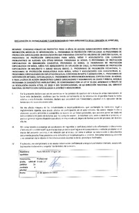 Declaración de imparcialidad y confidencialidad para integrantes de la comisión de apertura del segundo concurso público de proyectos para la línea de acción Intervenciones Ambulatorias de Reparación