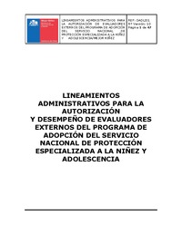 Lineamientos administrativos para la autorización y desempeño de evaluadores externos del Programa de Adopción del Servicio de Protección