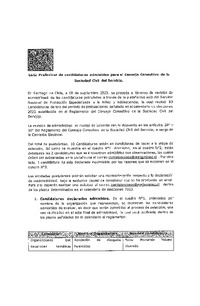 Lista preliminar de candidaturas admisibles para el Consejo Consultivo de la Sociedad Civil del Servicio