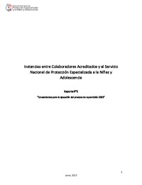 Instancias entre Colaboradores Acreditados y el Servicio Nacional de Protección Especializada a la Niñez y  Adolescencia. Reporte N°5: “Lineamientos para la ejecución del proceso de supervisión 2023”