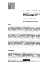 Resolución Exenta N°668 del 23 de diciembre de 2022 que aprueba investigación en procedimiento administrativo sancionatorio a colaborador acreditado Corporación PRODEL, y declara firme sanción que indica