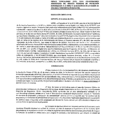 Resoluciones Exentas - Segundo Concurso Público de Proyectos modelo Programa de Diagnóstico Clínico Especializado para el año 2024