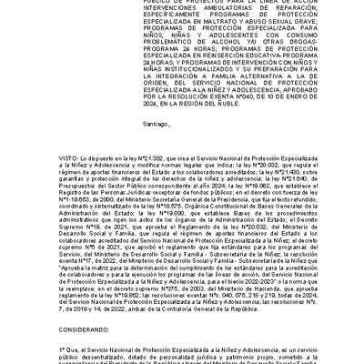 Resolución Exenta Nº378 que resuelve parcialmente el Tercer Concurso Público de Proyectos 2024 en la región de Ñuble