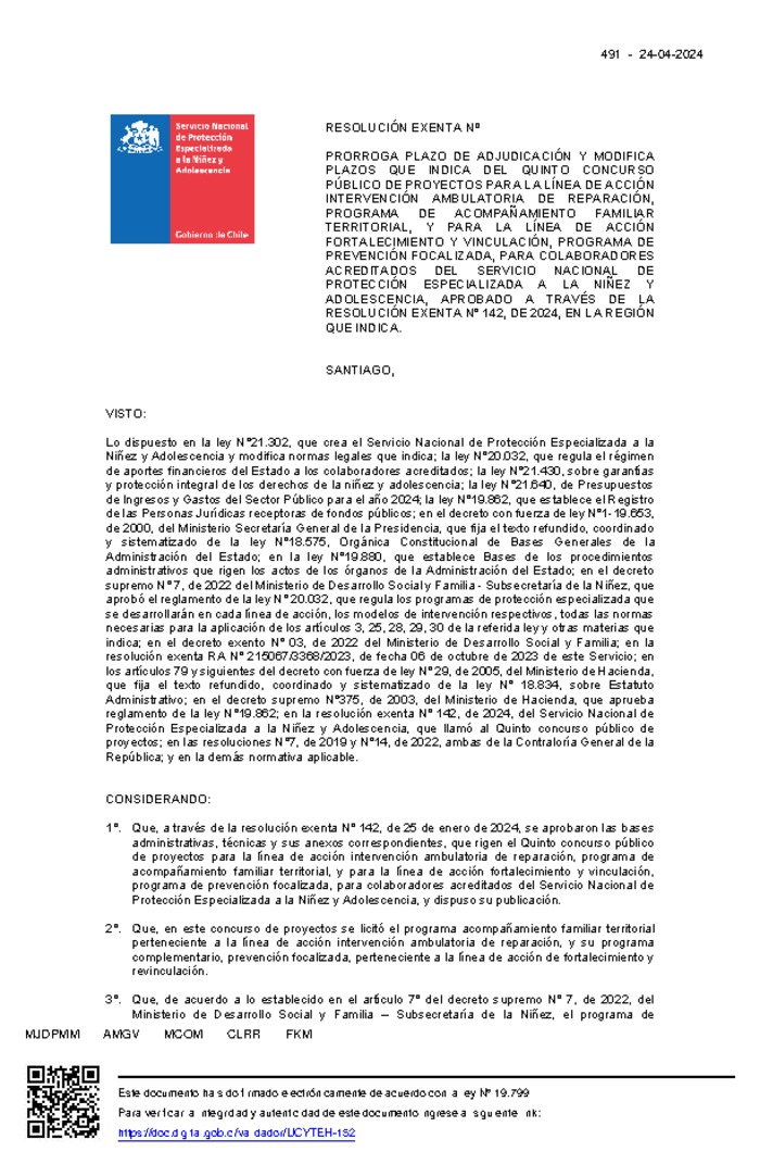 Resolución Exenta Nº491