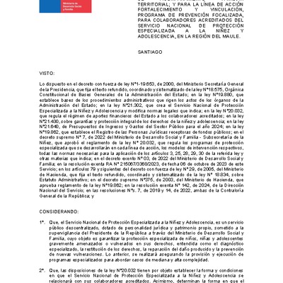 Resolución Exenta Nº495 que resuelve parcialmente el Quinto Concurso Público de Proyectos 2024 en la región de Maule