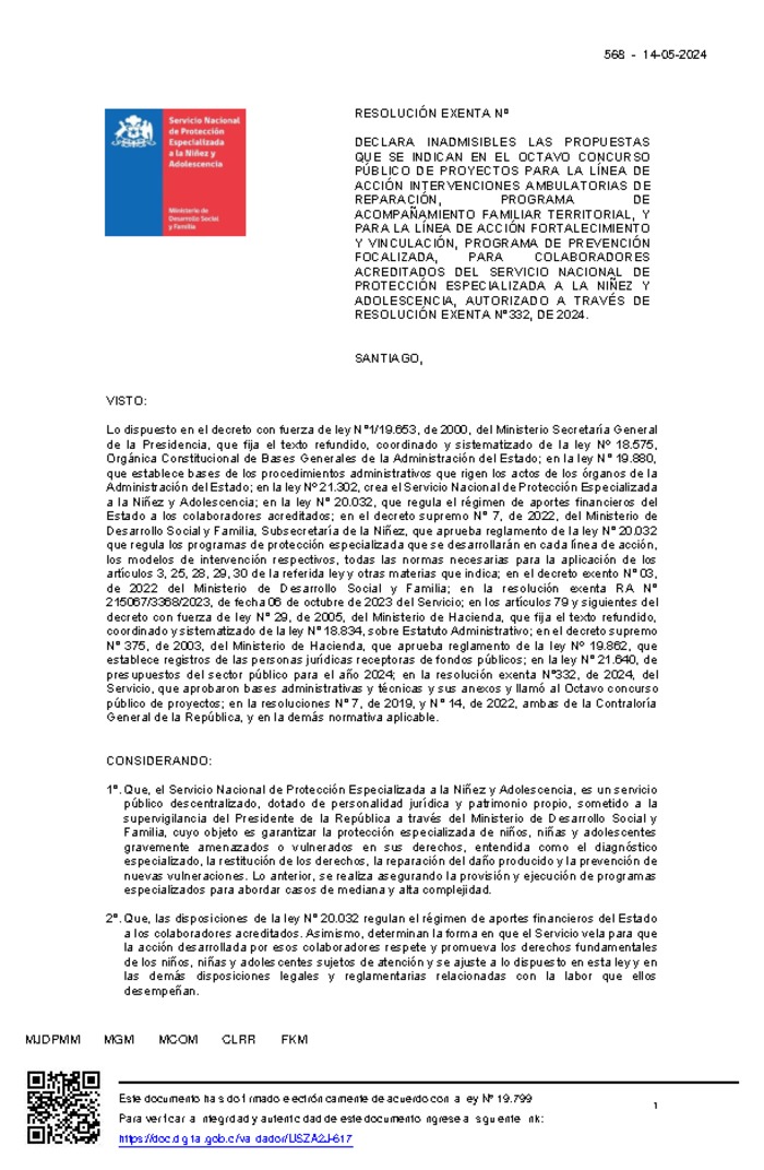 Resolución Exenta Nº 568