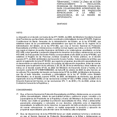 Resolución Exenta Nº650 que resuelve parcialmente el Octavo Concurso Público de Proyectos 2024 en la región de Antofagasta
