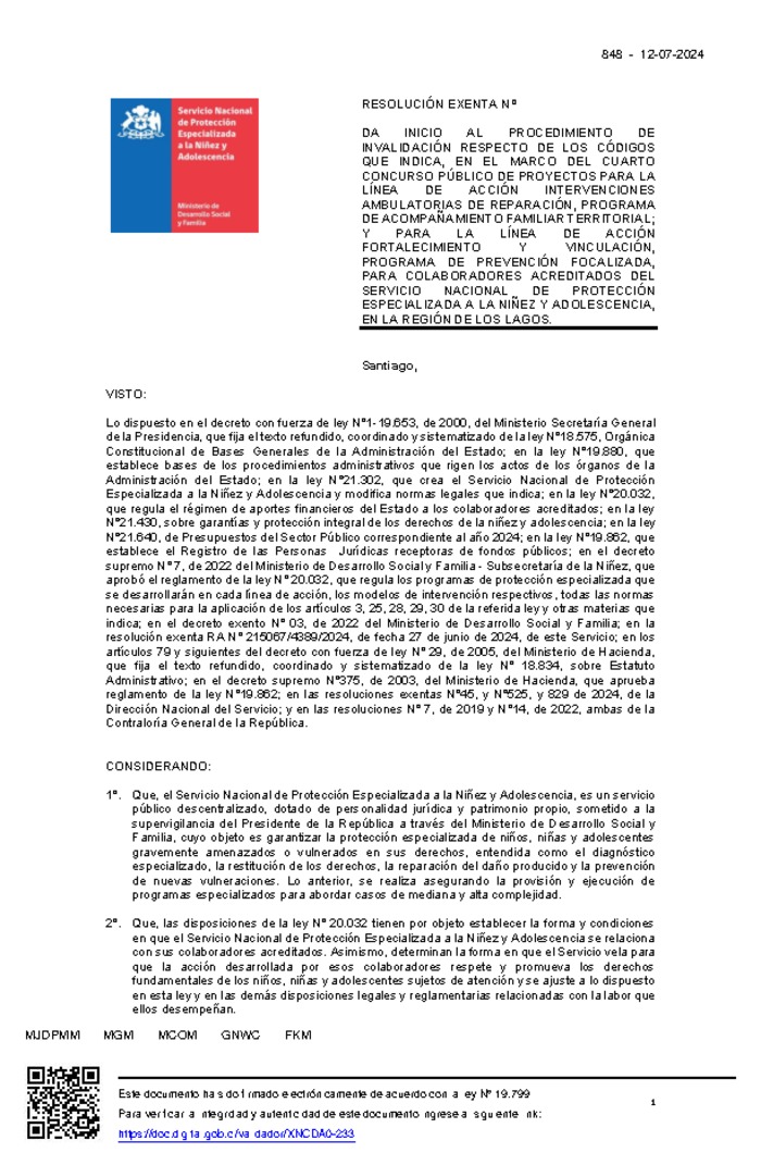 Resolución Exenta Nº848