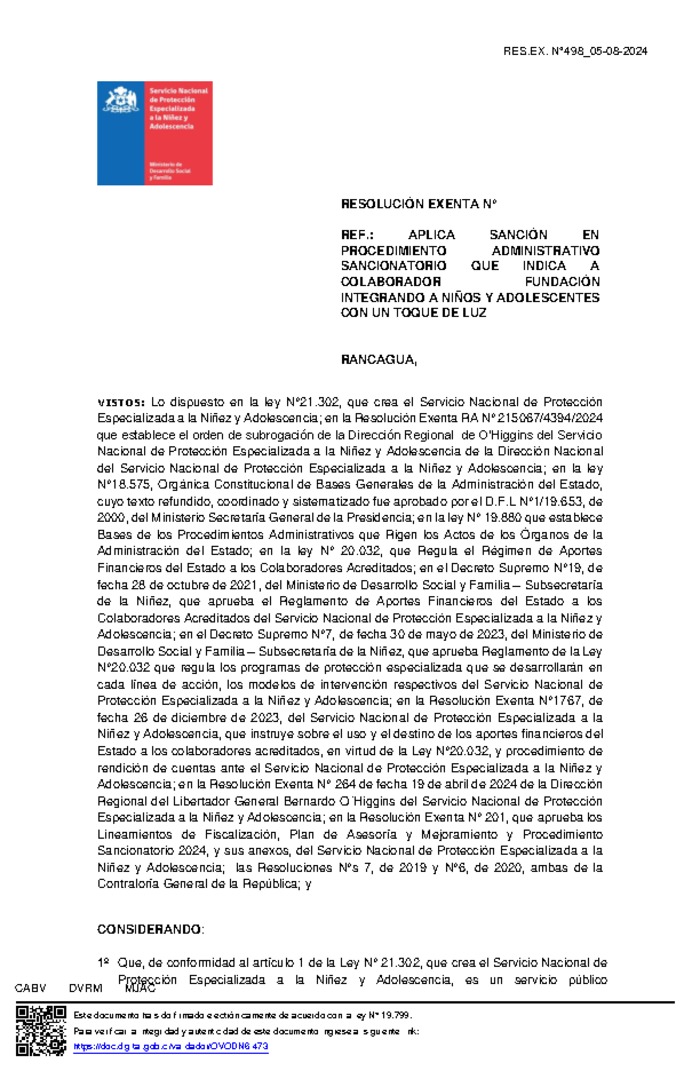 Resolución exenta 498