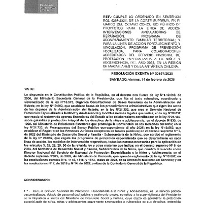 Resolución exenta Nº167 de 2025