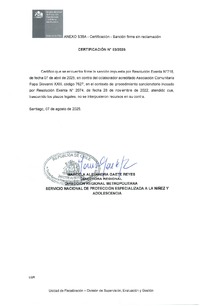 Sanción Firme - Asociación Comunitaria Papa Giovanni XXIII - PPF Acuarela