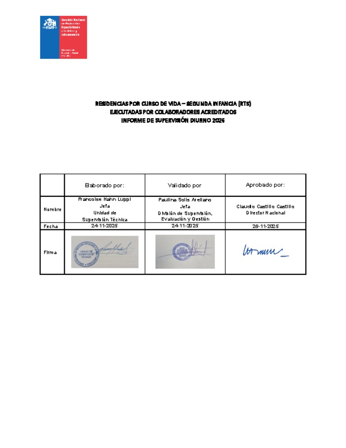 Informe de Supervisión 2026 – Residencias por curso de vida Segunda Infancia (RTS)
