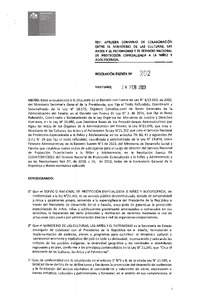 Aprueba convenio de colaboración entre el Ministerio de las Culturas, las Artes y el Patrimonio y el Servicio Nacional de Protección Especializada a la Niñez y Adolescencia.