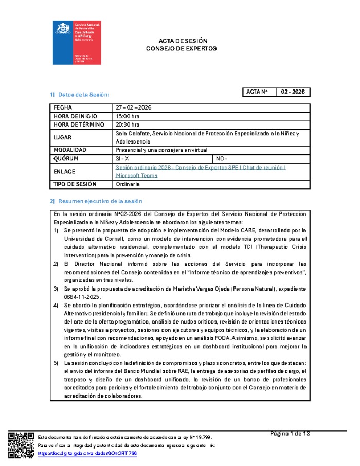 Acta Sesión N°02 - 2026 Consejo de Expertos