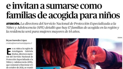 A nivel nacional son 8 mil los niños que están en familias de acogida.