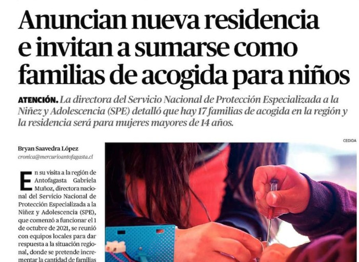 A nivel nacional son 8 mil los niños que están en familias de acogida.