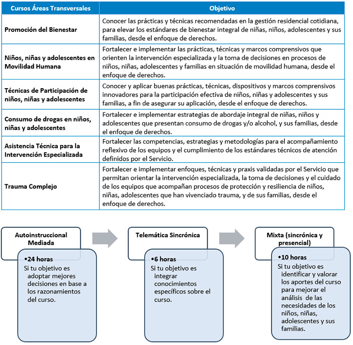 Tabla Formación y Capacitación en Áreas Transversales 2023